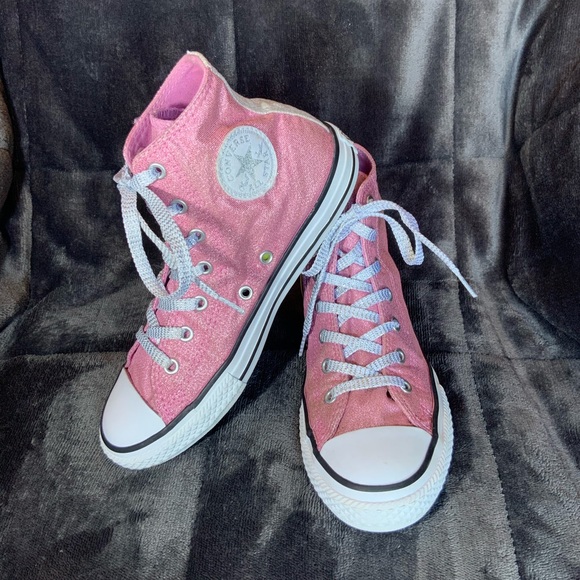 Converse Other - CONVERSE High Top Pink Metallic Sneakers